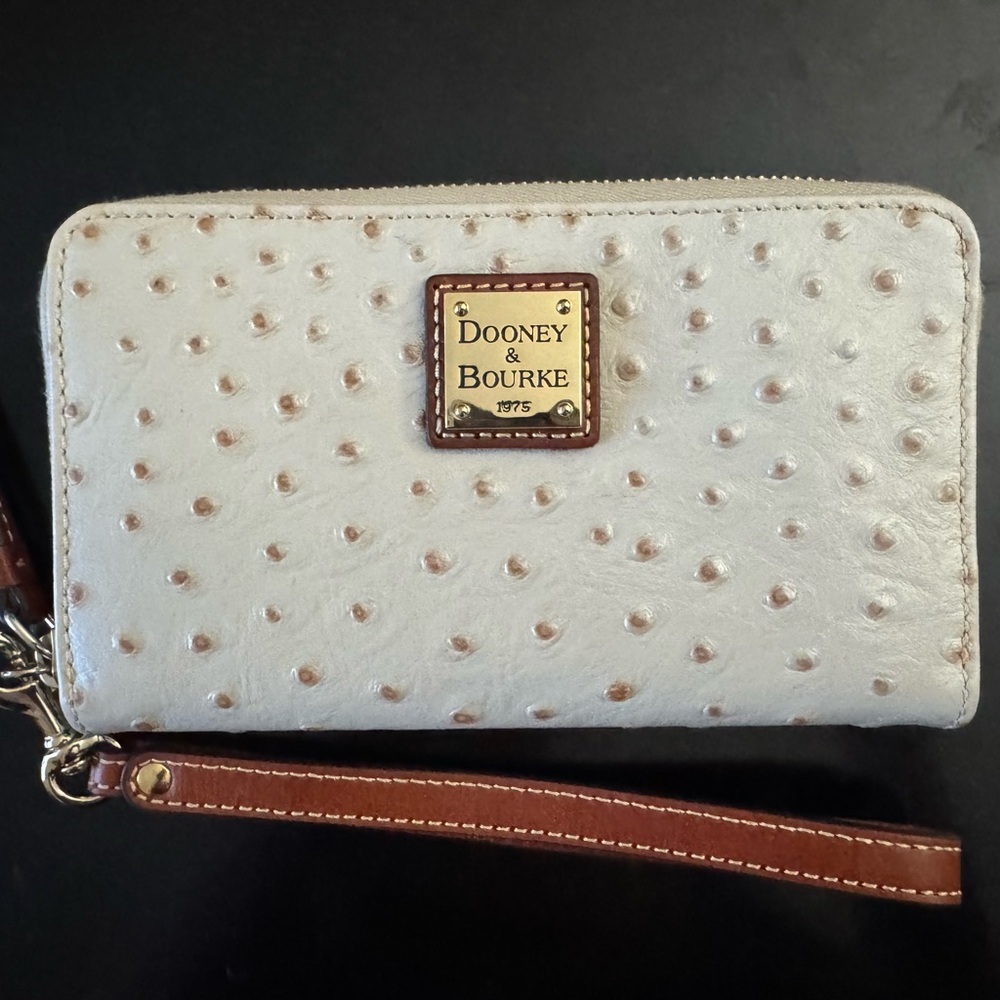 Dooney & Bourke Ostrich Leather Cream Wallet
